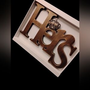 New Rustic Brown 'Hers' Wall Art with Crown Detail